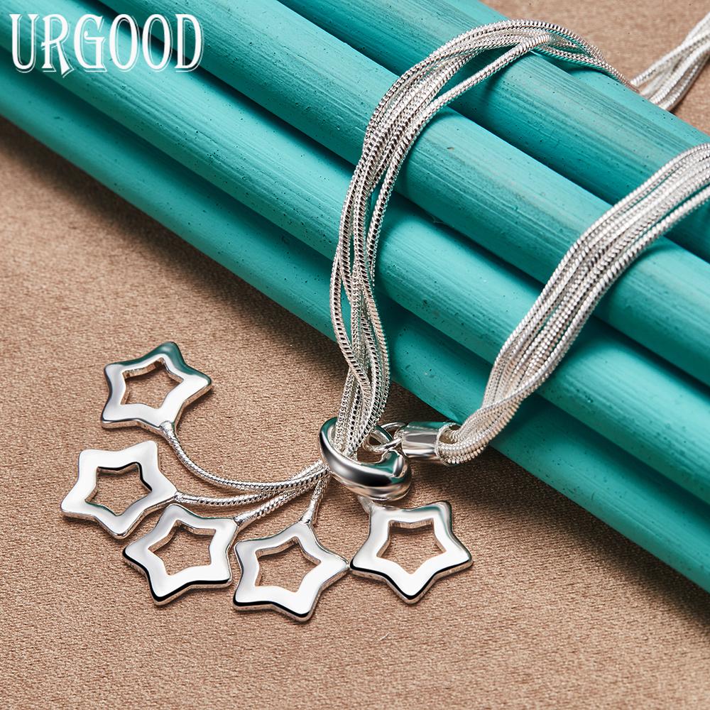 Collier avec pendentif étoile en argent Sterling 925, chaîne serpent, bijoux à la mode
