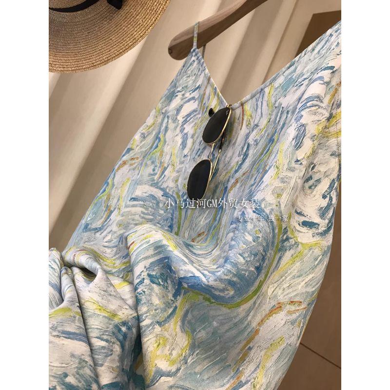 

Абсолютно потрясающе, на мне это выглядит как Paperman! Летняя одежда Искусство Масляная живопись Похудение С принтом Без рукавов Разрез Юбка Oil painting Blue 2 yards