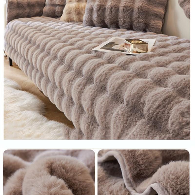 2024 New Cream Tuscan Rabbit Thickened Plush Pillow Throw Sofa Bedroom Tatami Backrest Cushion Non-slip Seat Mat