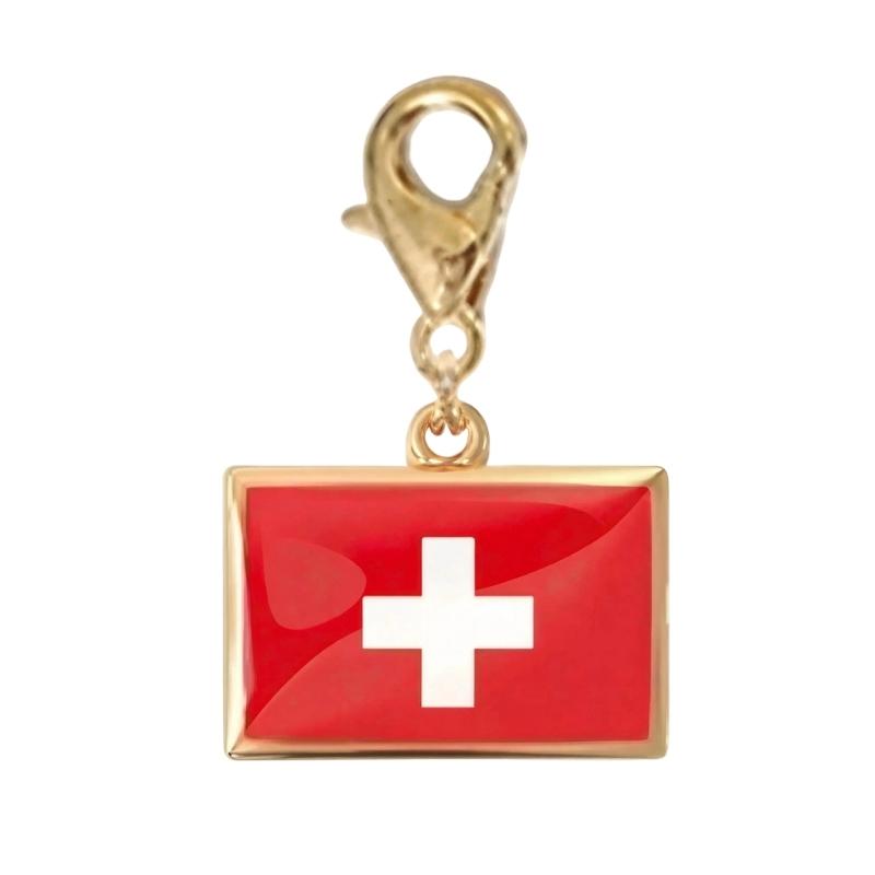 Braccialetto con Charm Bandiera in Acciaio Inossidabile con Moschettone, Gioiello Ciondolo Paese per Regalo di Viaggio Accessorio Stile