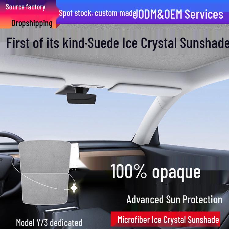 Tesla Model 3/Y Suede Sunroof Sunshade - Heat Insulation & Sun Protection Sky Curtain