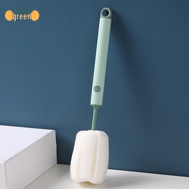 

Long-Handled Thermos and Bottle Cleaning Sponge Brush - No Dead Corner Design зелёный