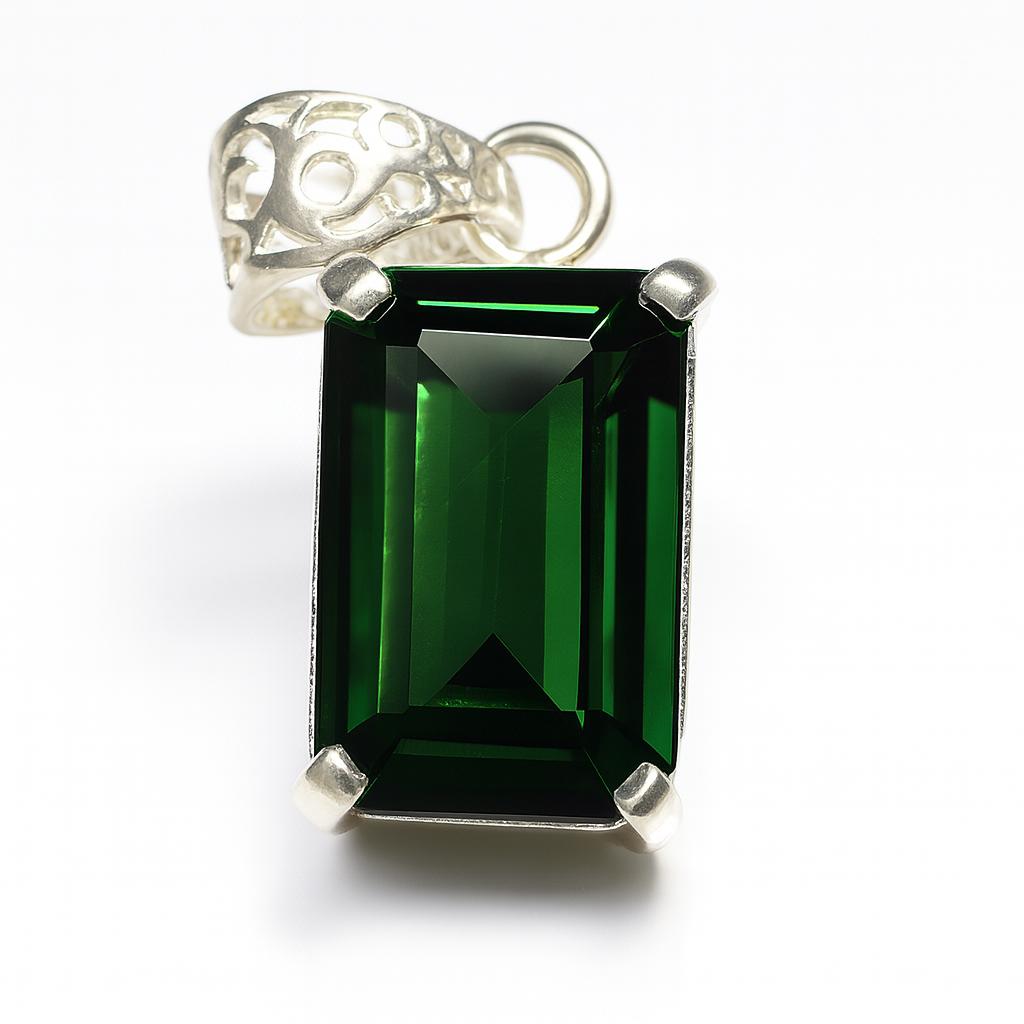 A+ ZERTIFIZIERT 23 Karat Natürlicher Grüner Turmal 925 Sterling Silber Smaragd Anhänger AI-21-NS
