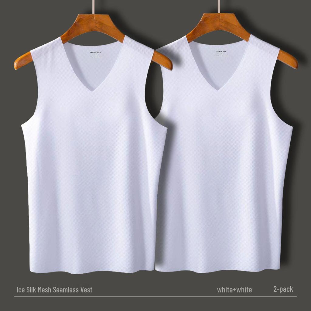 Men's Plaid Ice Silk Quick-Dry Sleeveless Sports Tank Top