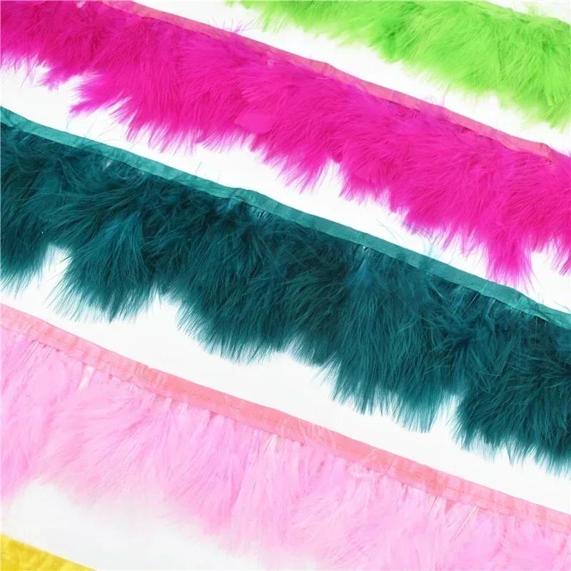 1Meter Marabou Feathers Tassel Fringe Trim Turkey Feather Tape Ribbon Clothes Sewing DIY Clothing Accessories Wedding Decoration