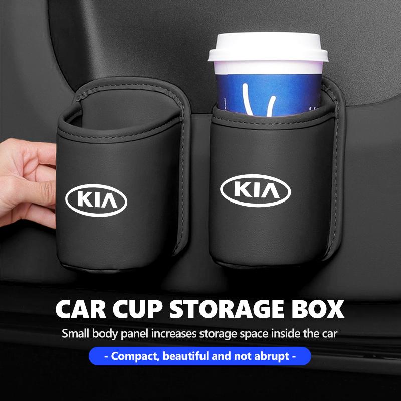 Leather Car Cup Holder Hang Drink Storage Box Accessorie For KIA K5 K2 Rio Optima Sportage Venga Sorento Stonic Forte