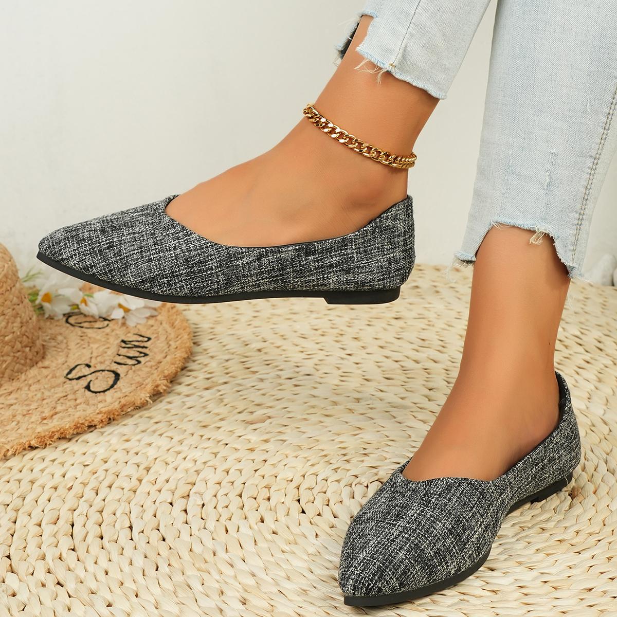 

2024 Летние дышащие лоферы слипоны балетки женские туфли на плоской подошве с острым носком большого размера для женщин 36 чёрный