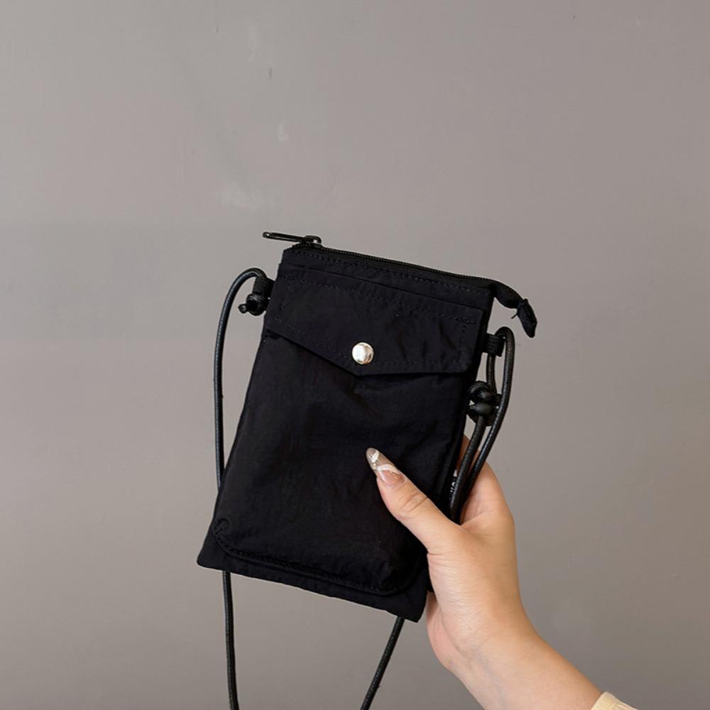 Leather Straps Nylon Phone Bag Solid Color Small Cloth Crossbody Bag Square Phone Purse  Girls