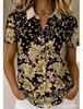 European and American summer hot-selling shirts, short-sleeved women's clothing, printed fashion lapel shirts, tops, casual women's clothing