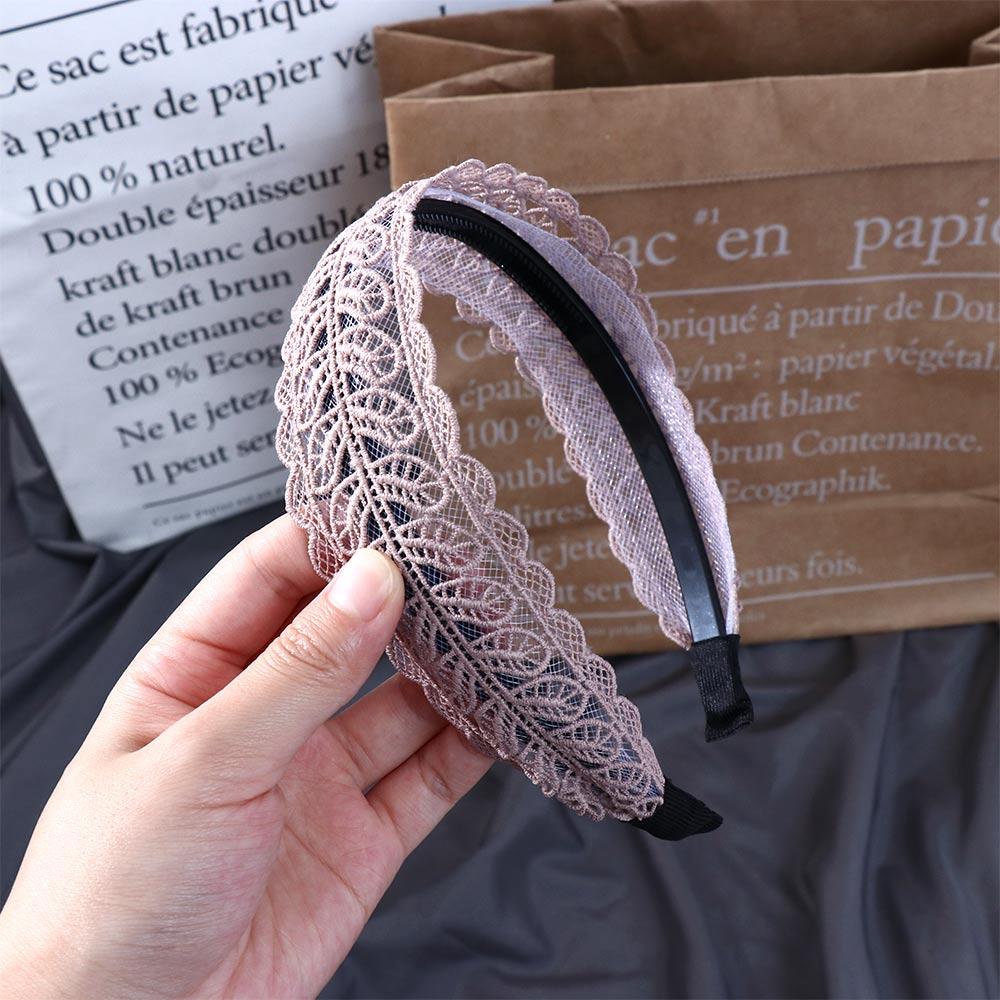 Temperament Wide Side Hairband Lace Leaves Headband Korean Style Hair Wear Women Hair Accessories