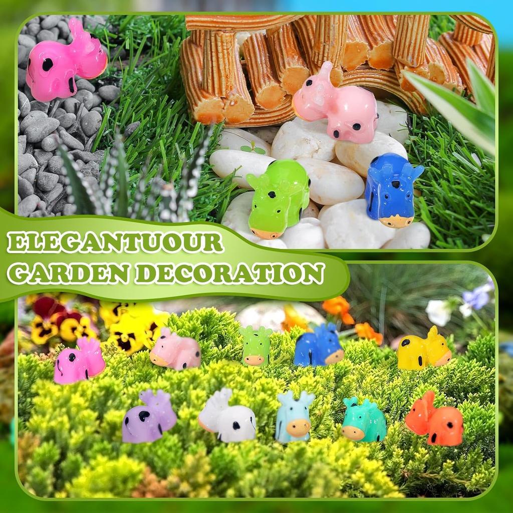 Liliful 200 Mini Resin Cows Bulk Small Plastic Cows Figurines Cute Miniature Cows Animals Figurines Ornament for Moss Landscape Decoration Dollhouse