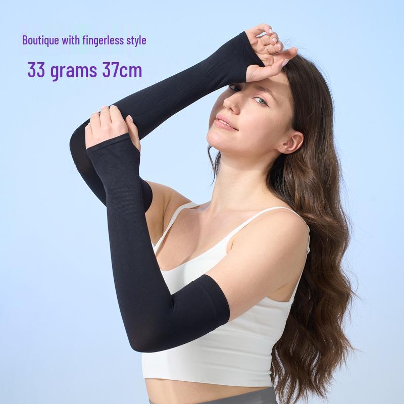 Custom UV Protection Ice Silk Arm Sleeves for Men & Women – Long, Solid Color, Summer Outdoor Wear