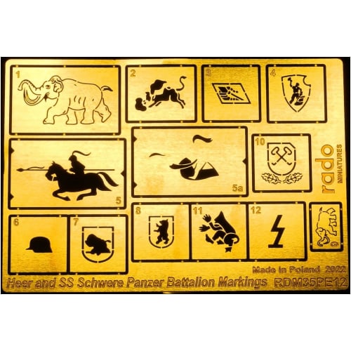 Rad Miniatures 1/35 WWII German Wehrmacht/Waffen SS Heavy Tank Battalion Insignia Marking Template for Plastic Model Kits, RDM35PE12