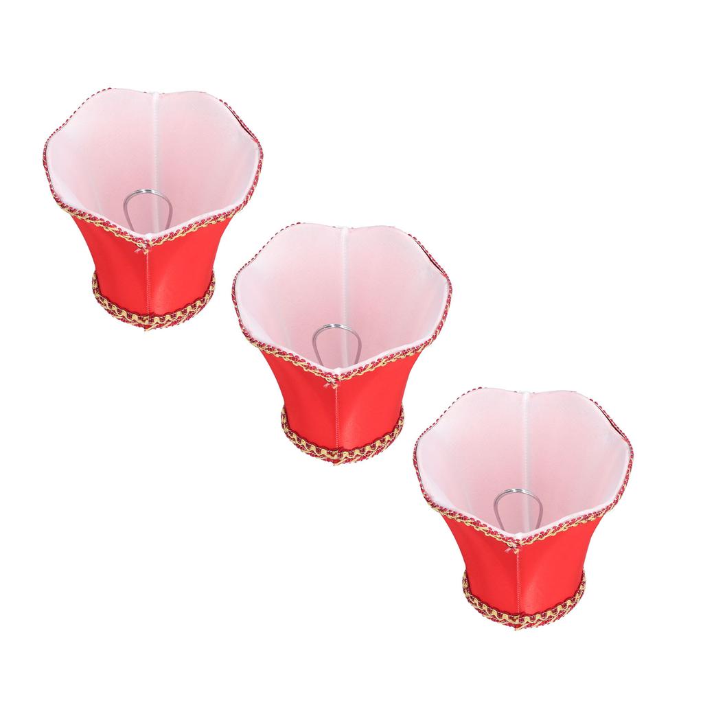 3 Stück E14 Stoff Lampenschirm Modern ClipOn Lampenschirm für Zuhause Wand Kerzenlampen Kronleuchter Rot