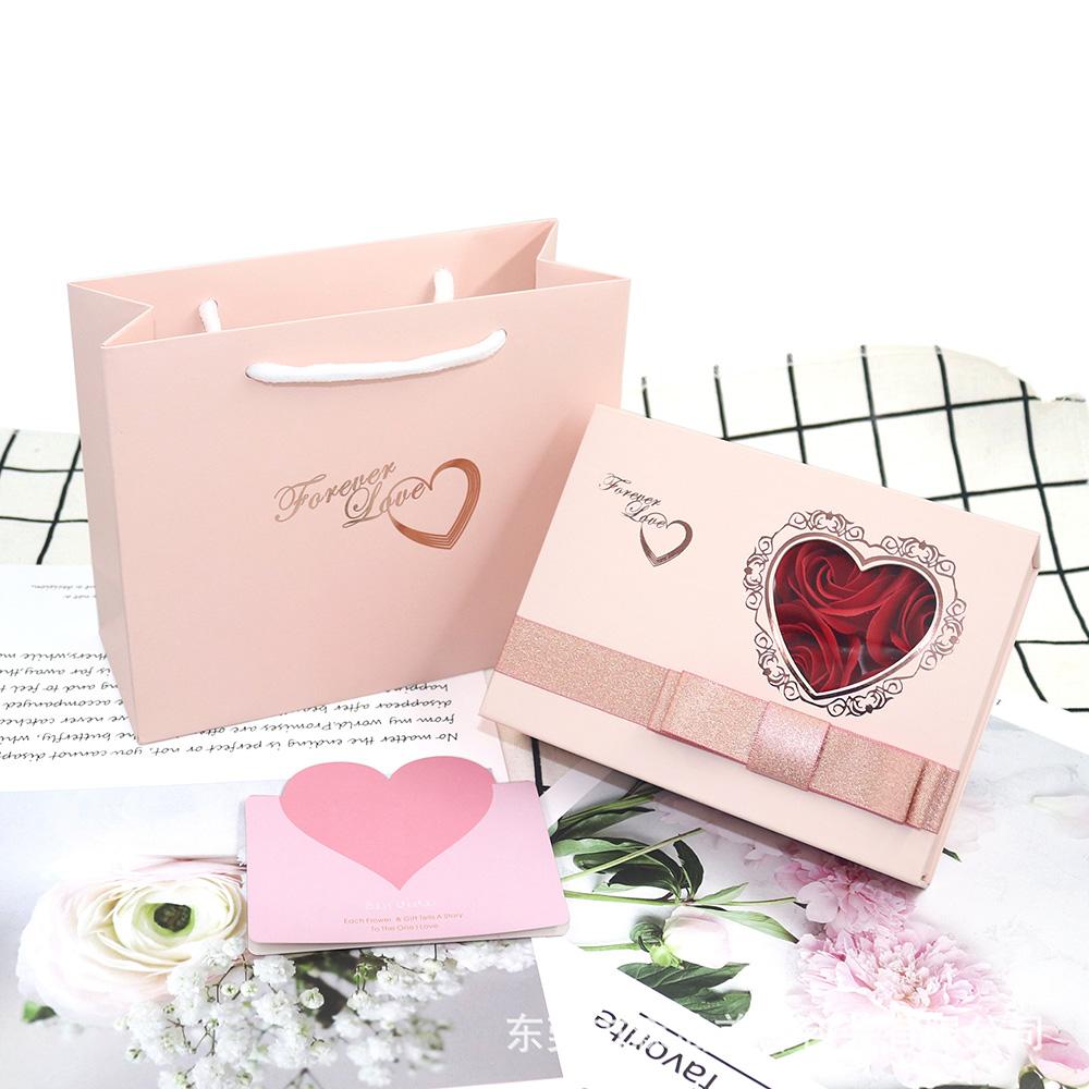 

Ювелирные изделия на День святого Валентина Женские подарки Подарочная коробка с мыльной розой для ожерелья, кольца, серег, витрина для хранения с ручкой