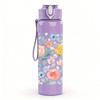 1PC Light Tone Pastel Floral Pattern Print 750ml Color Plastic Sports Water Bottle Leakproof Flip Straw Lid Suitable for Sports Office Home Use