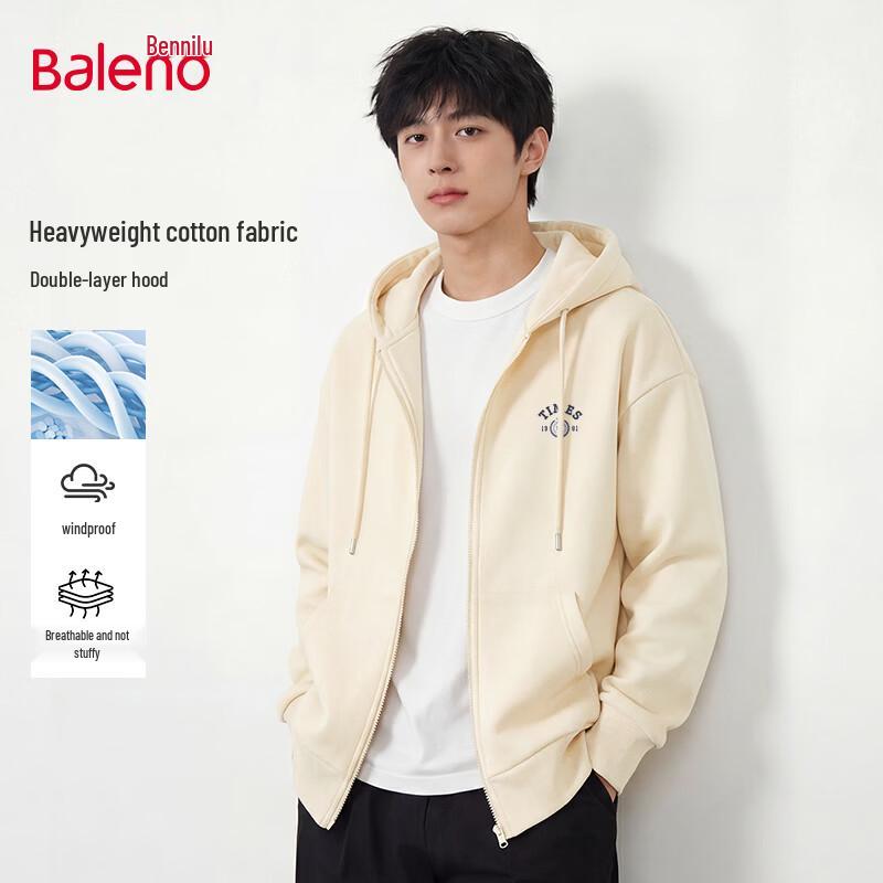 Baleno Men s Loose Fit Hooded Zipper Sweatshirt Jacket XL