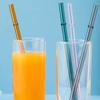 2Pcs Glass Straws Set Reusable Heat-Resistant Drinking Straws Eco-Friendly Alternative to Plastic Straws for Hot Cold Drinks