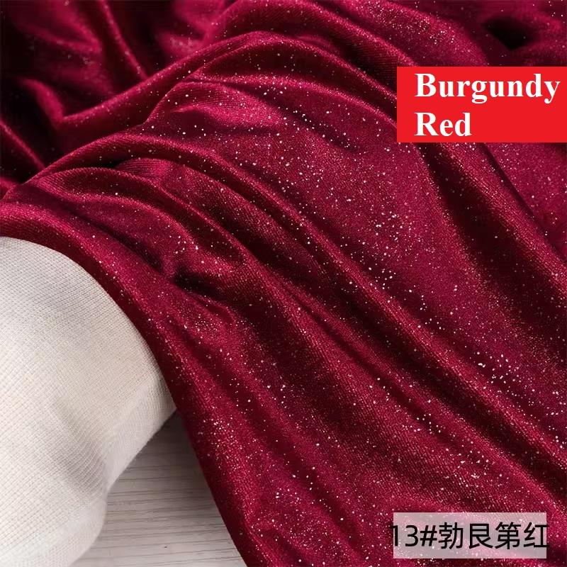 Glitter Velvet Fabric Soft Stretchy Cloth, Shimmer and Shine with Metallic Sparkle, Perfect for Dressmaking Costumes Upholstery