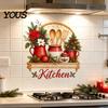 Murale Impermeabile per Zona Fornelli Stoviglie di Natale Adesivi Utensili, Teiera Tazza Palline Fiori Decalcomania, Decorazione Festiva Retro Rimovibile Peel