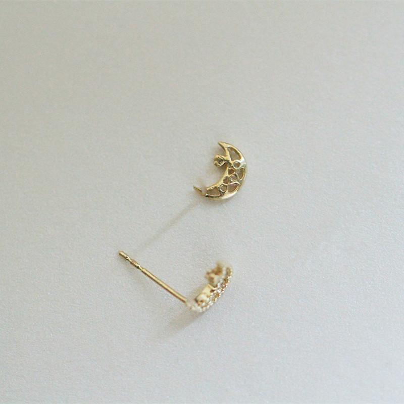 925 Sterling Silver Simple Hollow Magic Moon Stud Earrings Women Fashion Charm Wedding Party Jewelry Accessories Gift
