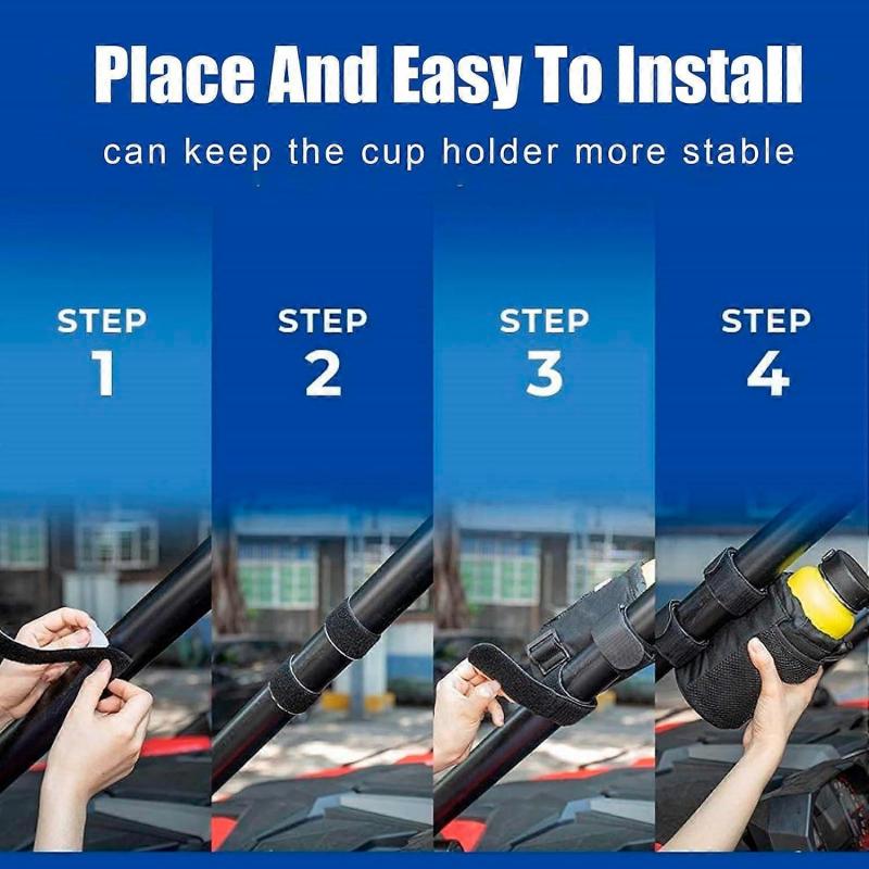 Bike Cup Holder with Mesh Pockets, Drawstring Waterproof Handlebar Drink Bottle Holder for Mountain Bike, Scooter, Folding, Road Bike, Wheelchair