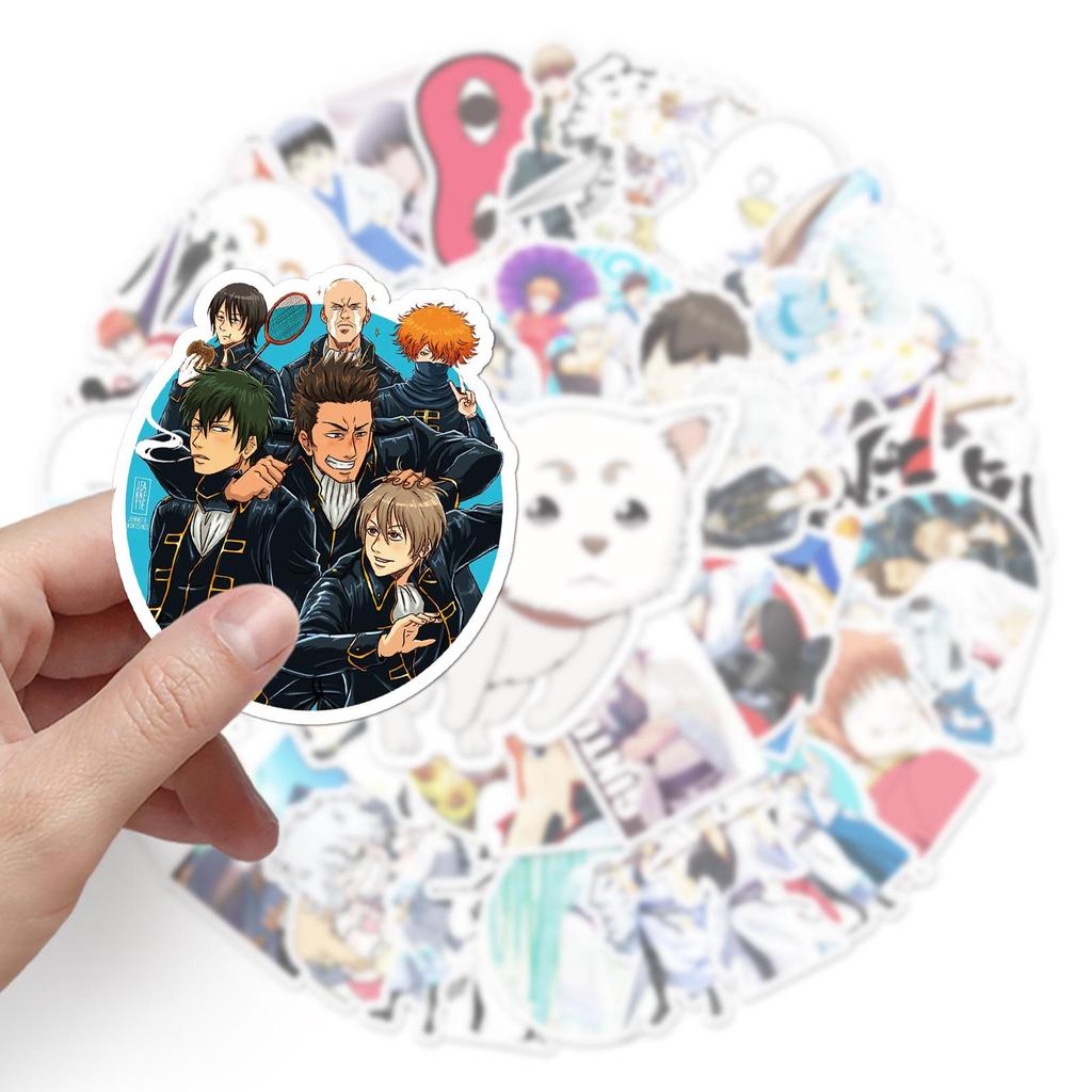 50 Japanese Anime Gintama Stickers: Waterproof Decorating Set for Notebooks, Laptops, and Suitcases