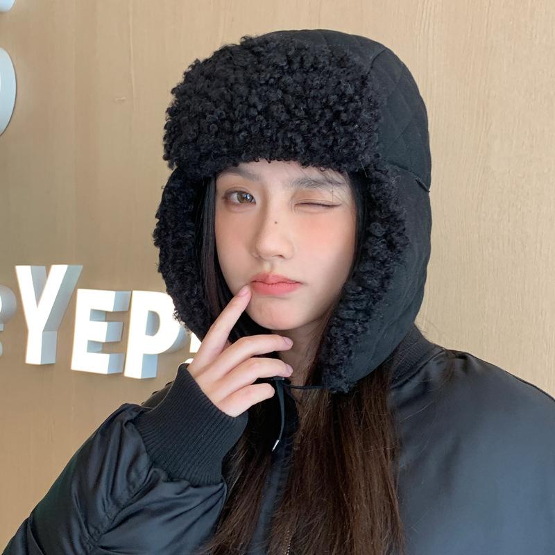 Autumn and Winter Hat Women's Bag Head Hat Fleece Thermal Hat Windproof Ear Protection Lei Feng Hat