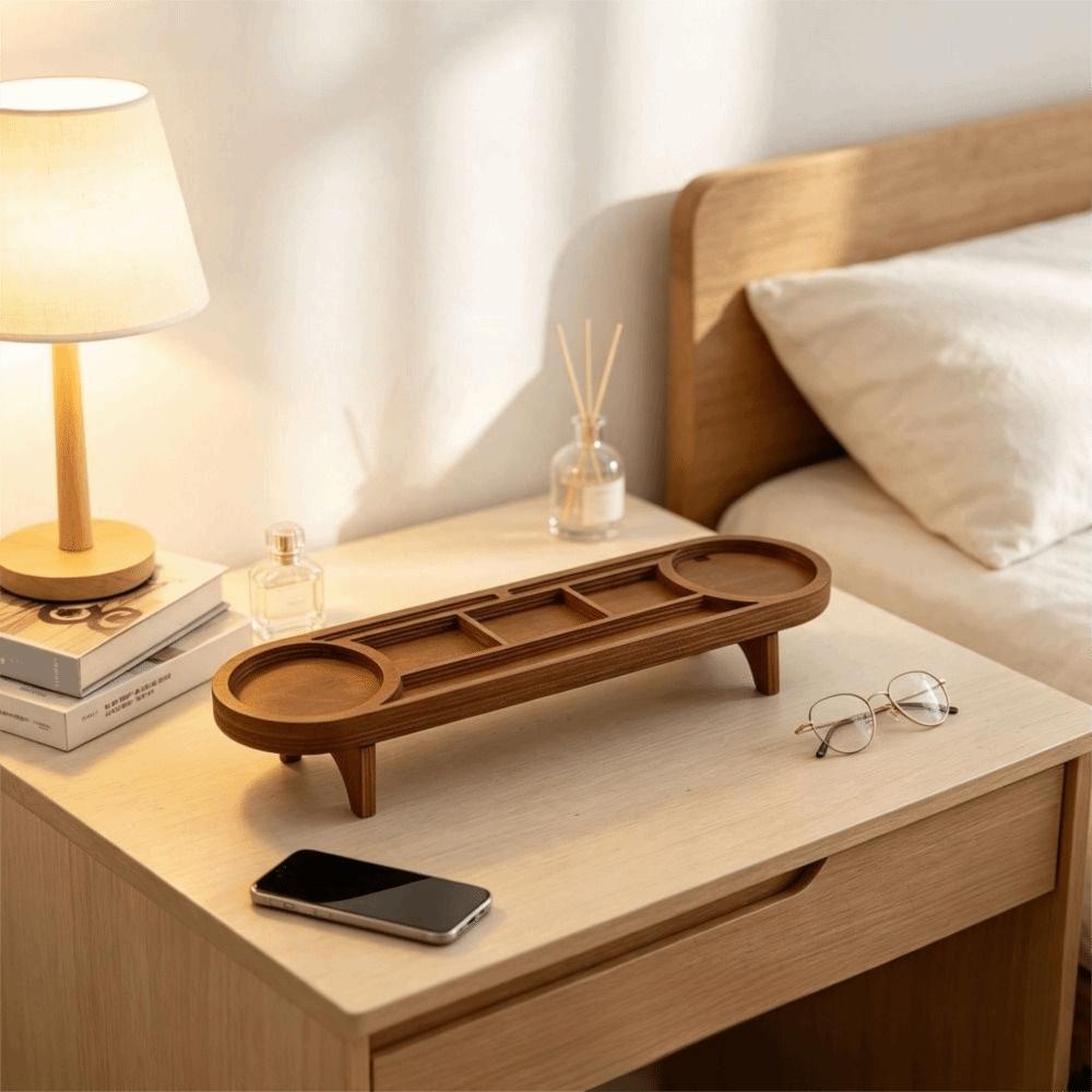 Wood Desk Storage Rack Multi-Compartment Desktop Phone Holder  Home Decoration