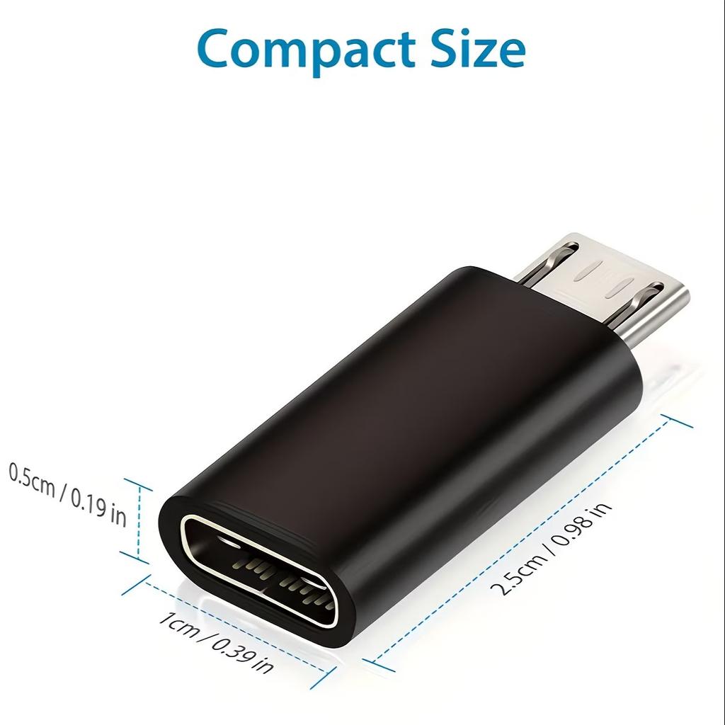 USB C Female to Micro USB Male Adapter (1/2/3/4/5/6-Pack) Micro USB Adaptor Micro USB to USB C Adapter Fast Charger Power Cabl 3