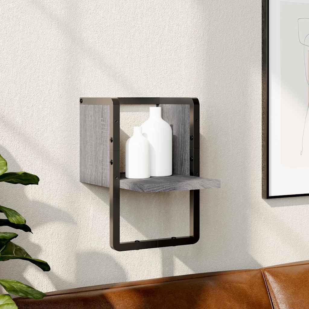 Wall Shelf with Bar Gray Sonoma 20 x 25 x 30 cm