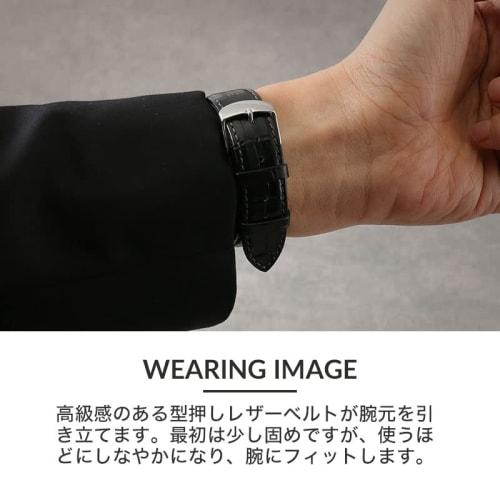 MODO COURO SCOTCHGARD: Pulseira de couro forte e repelente à água, substituição de pulseira de relógio, 14mm, padrão crocodilo em relevo, disponível em azul marinho e rosa go