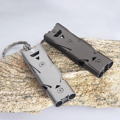Outdoor Camping Hiking Stainless Steel Whistle Double Tube High Decibel Explosive Whistle Camping Travel Supplies