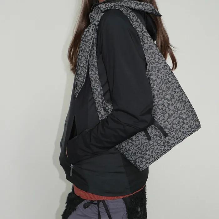 Flower Jacquard Knot two-way Bag_Grey