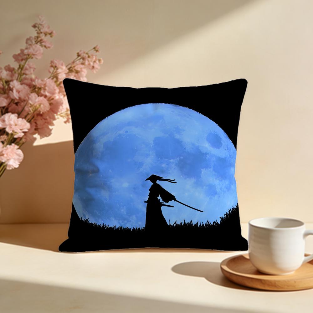 Hot BBlue Eye Samuraiful Cushion Cover Stylish Washable Pillow Cover Ideal for Couch Bedroom Car Decoration