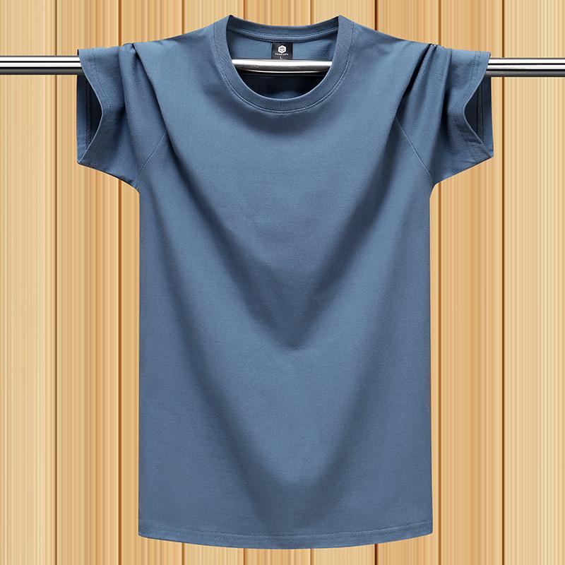 Yoghurt Zomer-T-shirt van 100% katoen voor heren � losse pasvorm, ademend effen gekleurd T-shirt voor buitensporten en fitnessoefeningen L donkerblauwe kleur