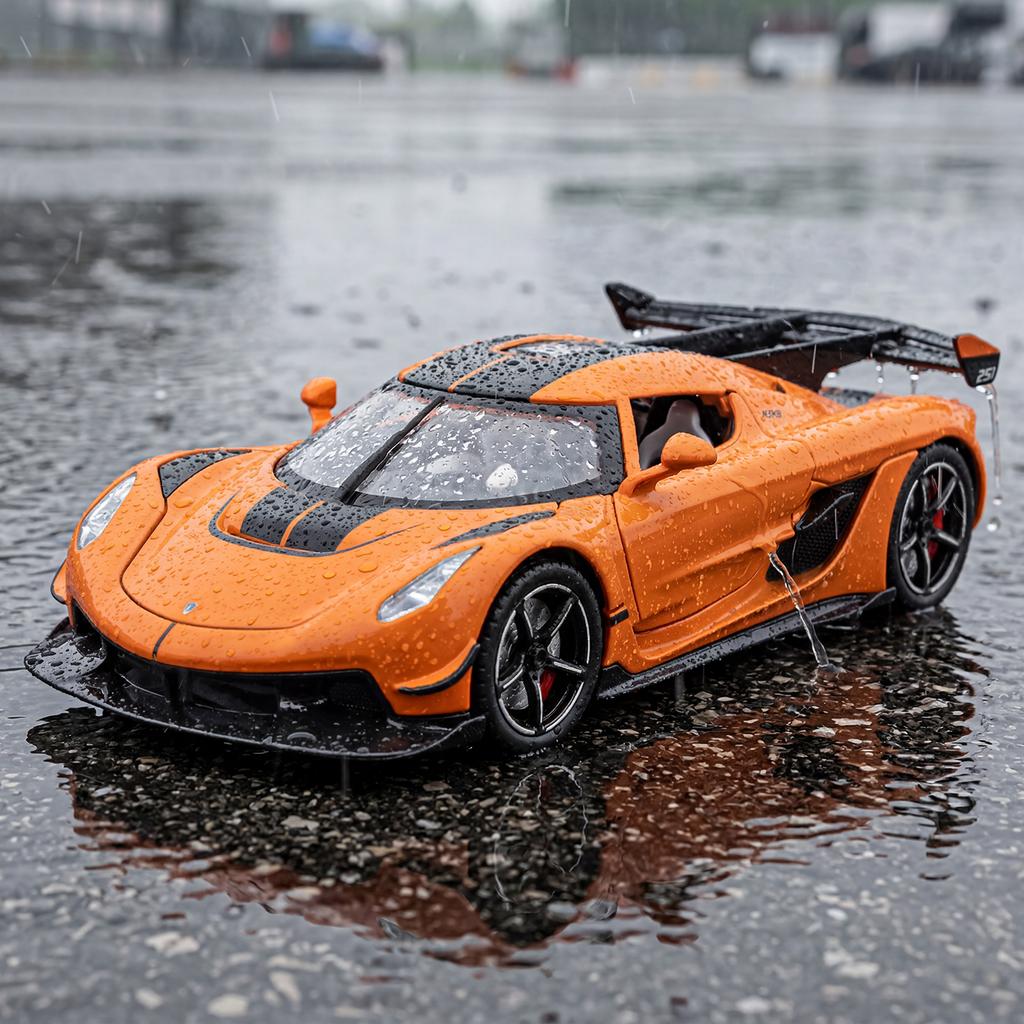 1:22 KSNG Jesko Alloy Sports Car Model Diecast Metal Track Racing Car Vehicles Model Simulation Sound & Light Kids Toys Gift Boy