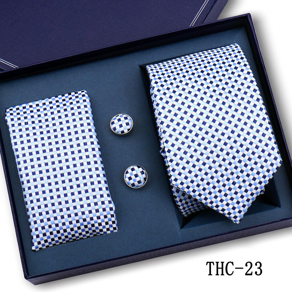 Men'S Business Tie Pocket Square Scarf Gift Box Set Formal Wedding Professional Shirt Trendy Tie Worker