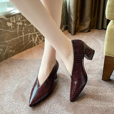 Fashion Retro Women's Ankle Boots 2025 New Pointy V-neck Patent-leather Women High Heels Simple Versatile Commuting Office Female Shoes