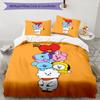 BT21 Friends Design Bed Bedding Set 1 Duvet Cover + 2 Pillowcases Soft Breathable Household Bed Linens