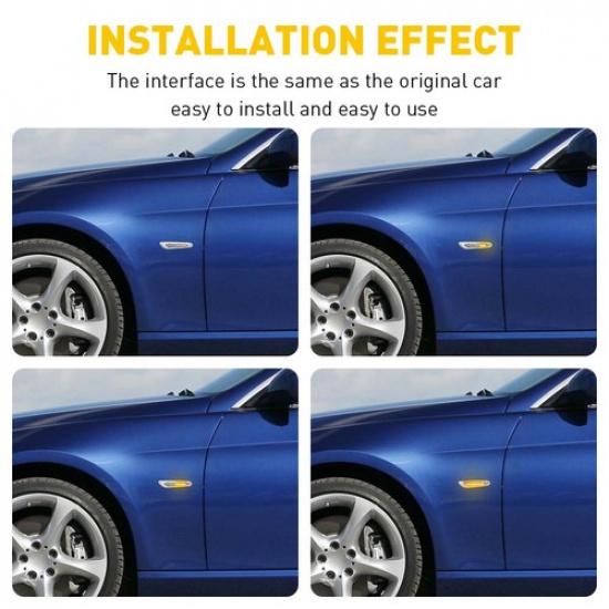 1/2Set Clear LED Front Fender Side Marker Lights Assembly For BMW E90 E82 E92 EK