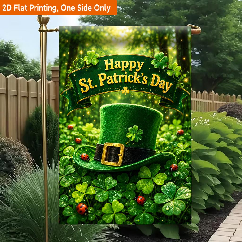 2D Flat - 2D Flat Printing Garden Flag 1pc, Irish Holiday Celebration Durable Single-Sided Print Yard Flag, Garden & Home Holiday Decoration, 29.97X44