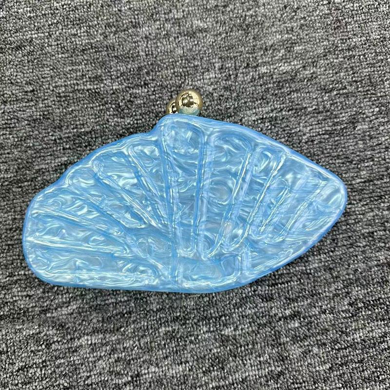 Women's Luxury Crossbody Bag Shell Fan-shaped Acrylic Fashion Wedding Evening Bag Clutch Shell Purse Clutch Shoulder Pearl Bag