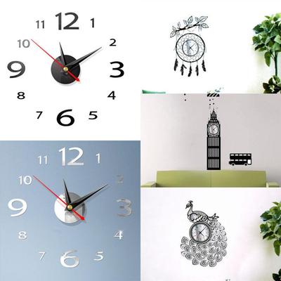 Wall Clock 3D DIY Wall Clock Mirror Sticker Big Watch Sticker Home Decor Unique Gift