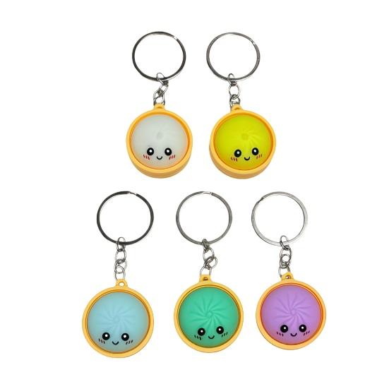 Stress Relief Keychain, with Steamed Bun Pendant, Fidget Clicker with Tactile Feedback Design, Anxiety Relief Toy for Office And Study