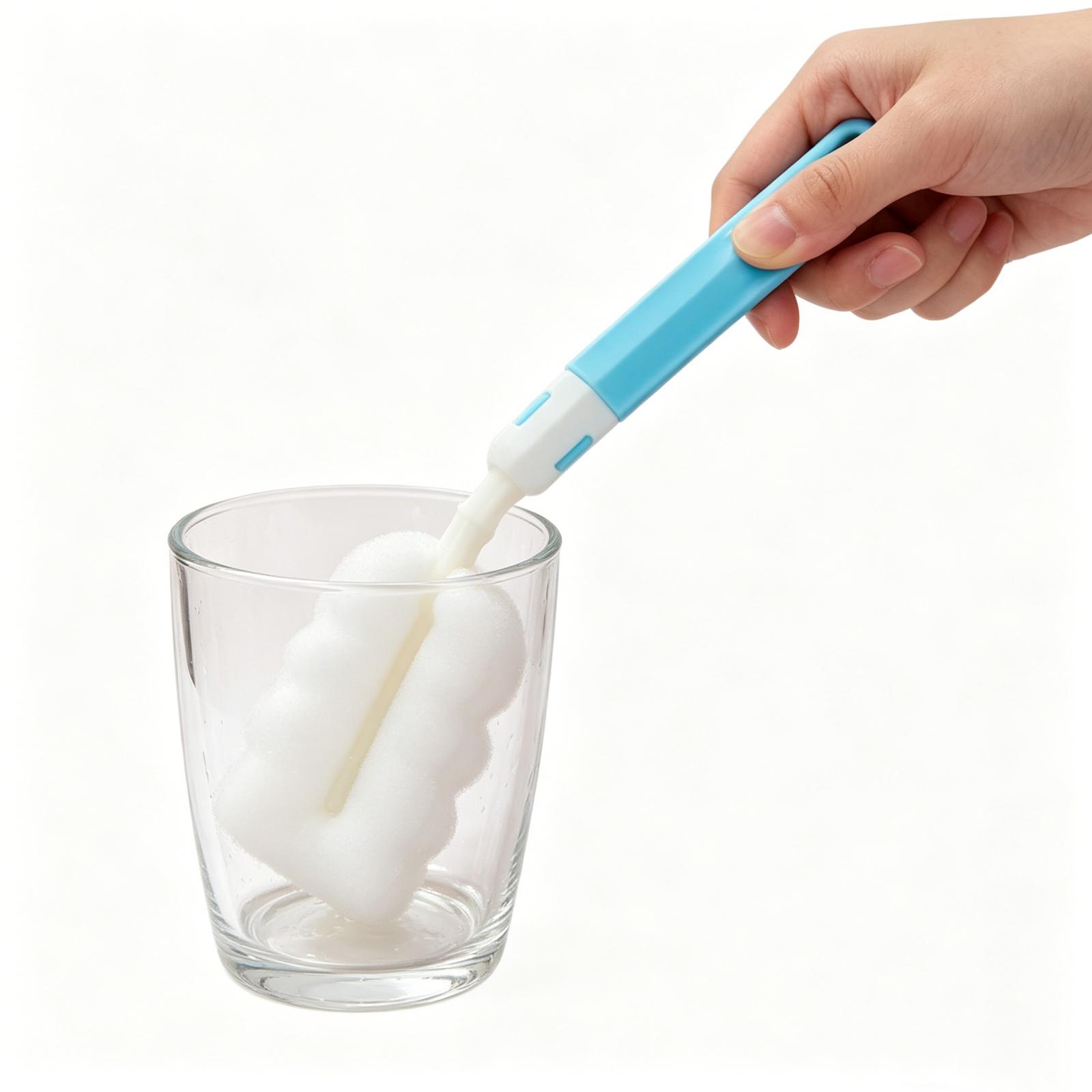 Bottle Brush Sponge Cup Brush Detachable Brush Long Handle Water Bottle Cleaner Brush For Baby Bottles Vacuum Cup One Size