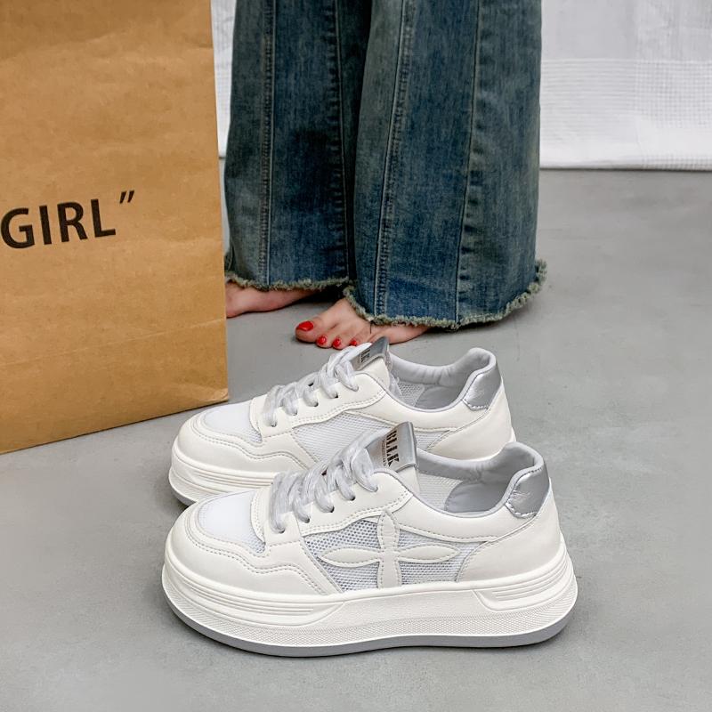Mode CRLAYDK Sommer Damen Sneaker Lässig Skateboard Walking Trainer Schuhe Plateau Damen Mesh Schnürung Weiß Low Top Sport Tennis
