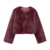 Faux Fur Jacket Fashion Women's Faux Fur Effect Round Neck Long Sleeve Short Jacket