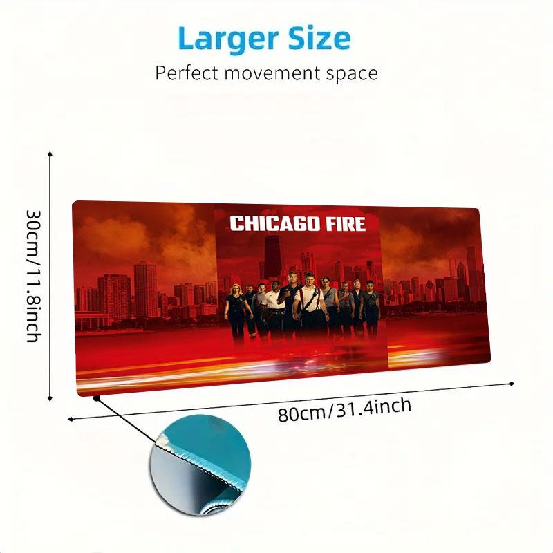 Chicago Fire Large Size Mouse Pad Large Gaming Table Cushion Nonslip Laptop Tablet Big Mousepad Xxl Mat Mini Pc Playmat With Lock Edge