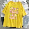 Don'T Worry Be Happy Letter Print Women Tshirt Brand Summer T Shirt Casual Oversized Street Tee Clothes Street Cotton Top Tees